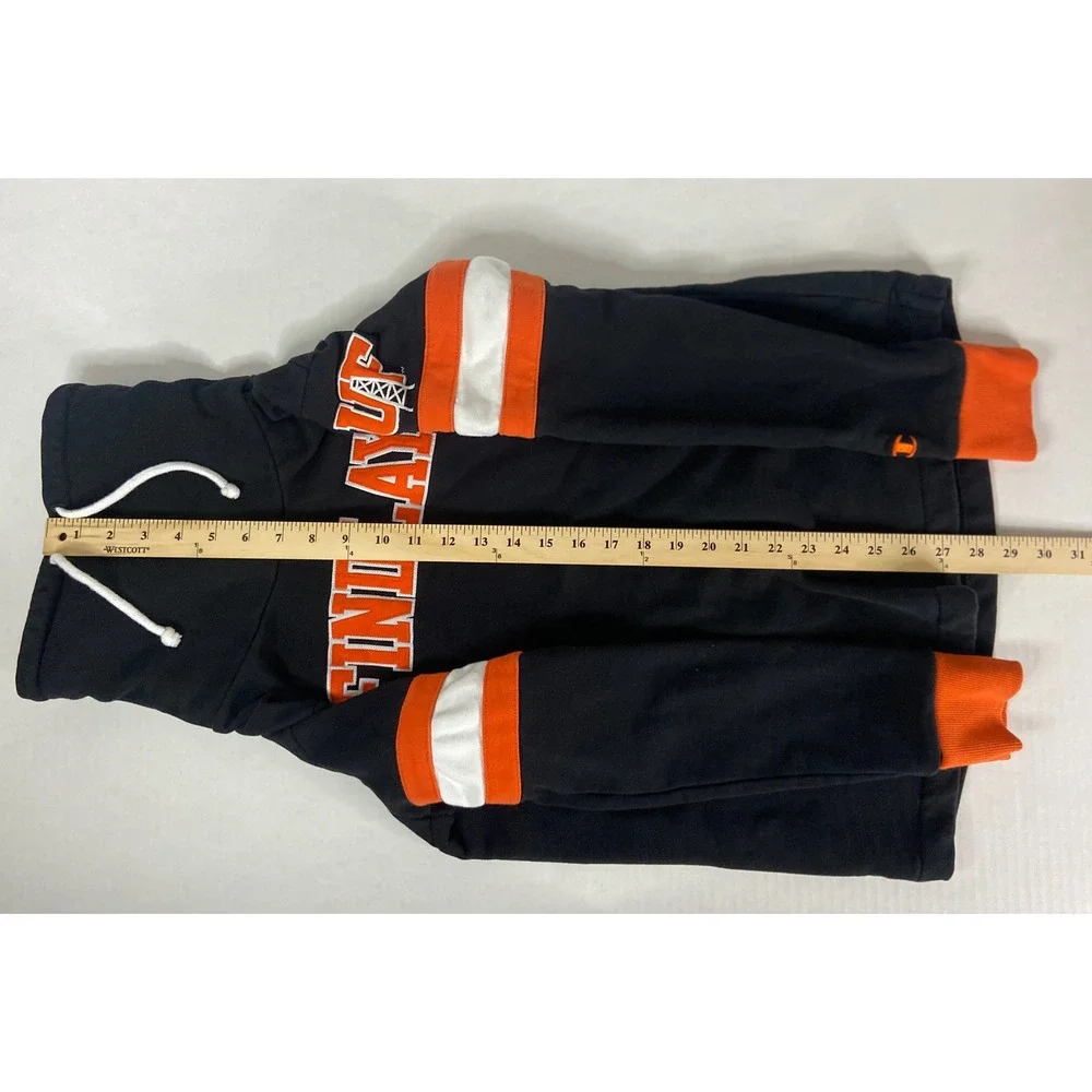 Champion‎ Finley Pullover Hoodie Black Orange White Stripe Size M